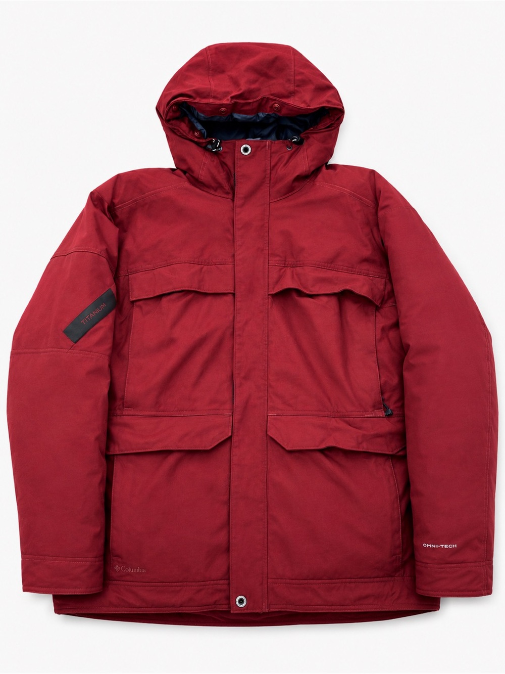 Vintage Columbia titanium Men's Red Hooded Puffer Jacket